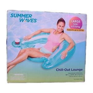 Summer Waves Blue Chillout Lounge Pool Chair Large 4 Feet 220 Pounds
